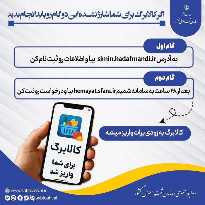 دو گام الکترونیکی سرپرستان خانوار تا دریافت کالابرگ
